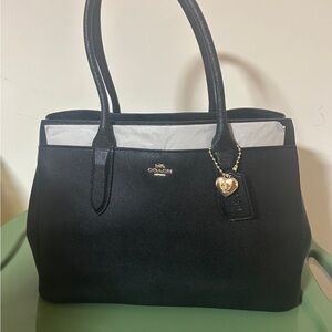 Coach Bailey Black Leather Tote with Gold Accents